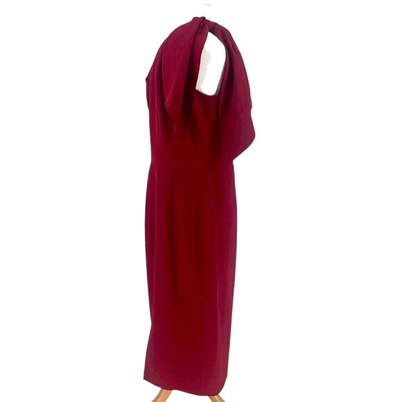 Dress The Population Tiffany One-Shoulder Midi Dress Garnet Red Size XL NWT - Picture 6 of 16